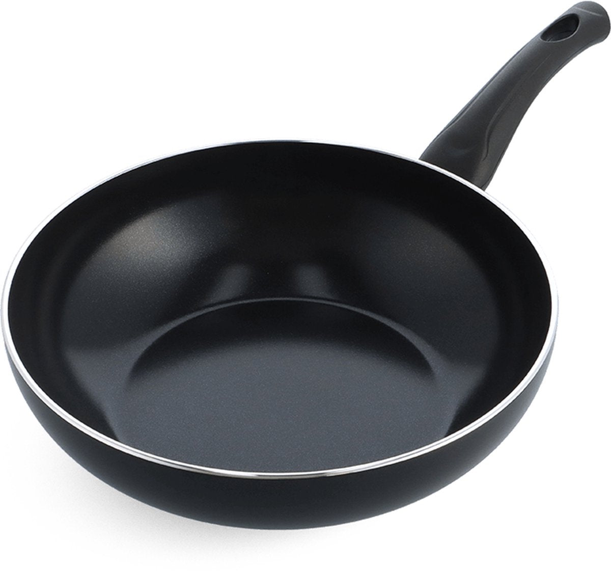 BK Brilliant Wok-Pfanne 28 cm – 3,7 l – PFAS-freie Antihaftbeschichtung – Wok-Pfanne Induktion – Keramikpfanne – ofenfest bis 230 °C – Kaltgriffe – ohne Deckel – Schwarz