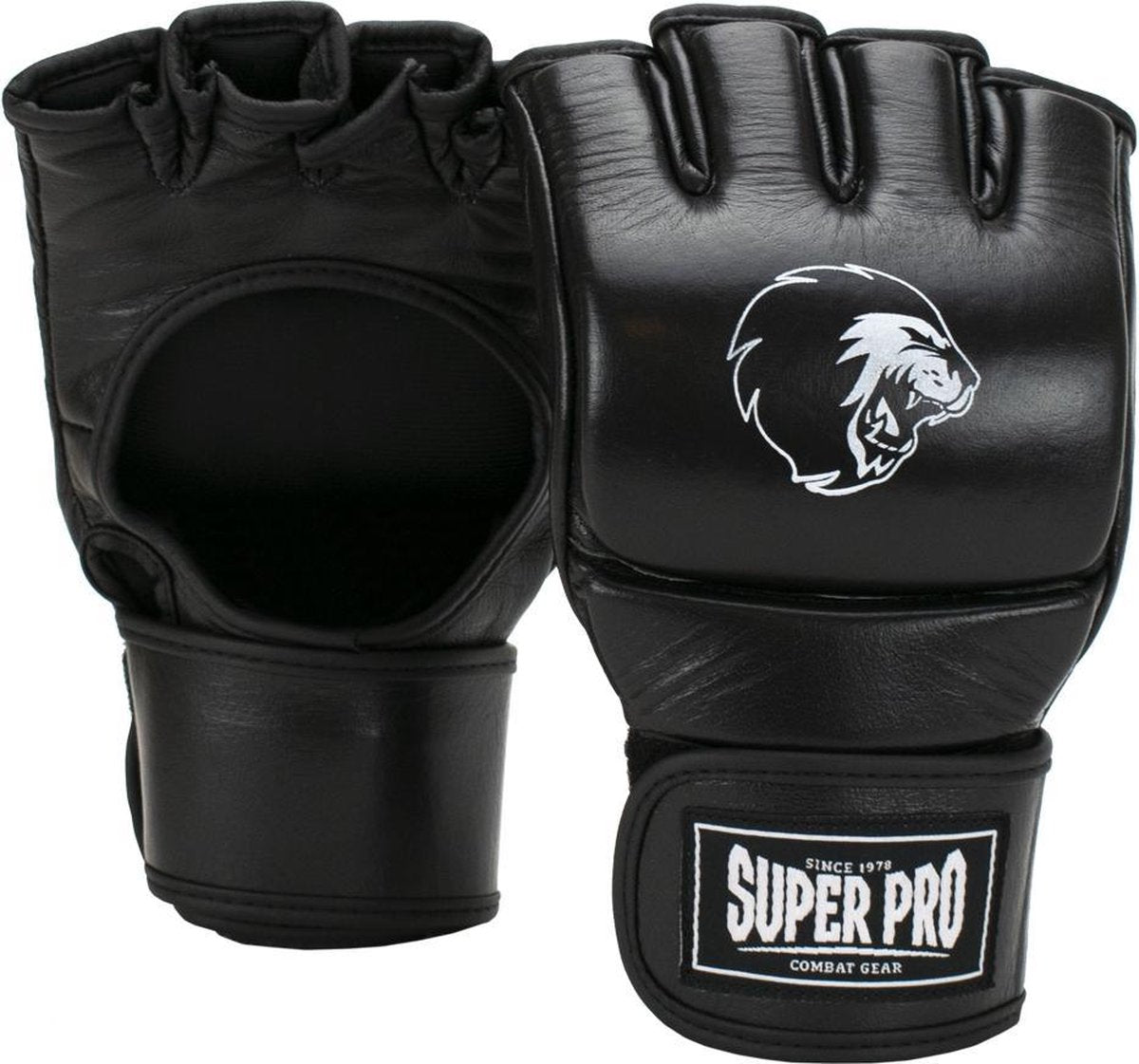 Super Pro Combat Gear Slugger MMA Handschuhe Leder schwarz weiß extra groß
