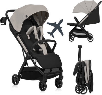 Lionelo julie air - ultralichte buggy - reisbuggy - auto-folding compact - slechts 7,5 kg - reizen handbagage - verstelbare rugleuning tot ligstand - xxl zonnescherm met upf50+ - onderhoudsvrije wielen - vanaf 6 maanden tot 22 kg - kinderwagen