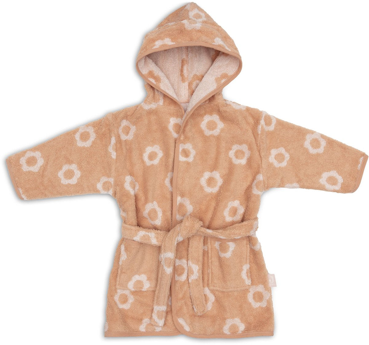 Jollein-Bademantel – 100 % Frottee – 1–2 Jahre – Jacquard – Blume