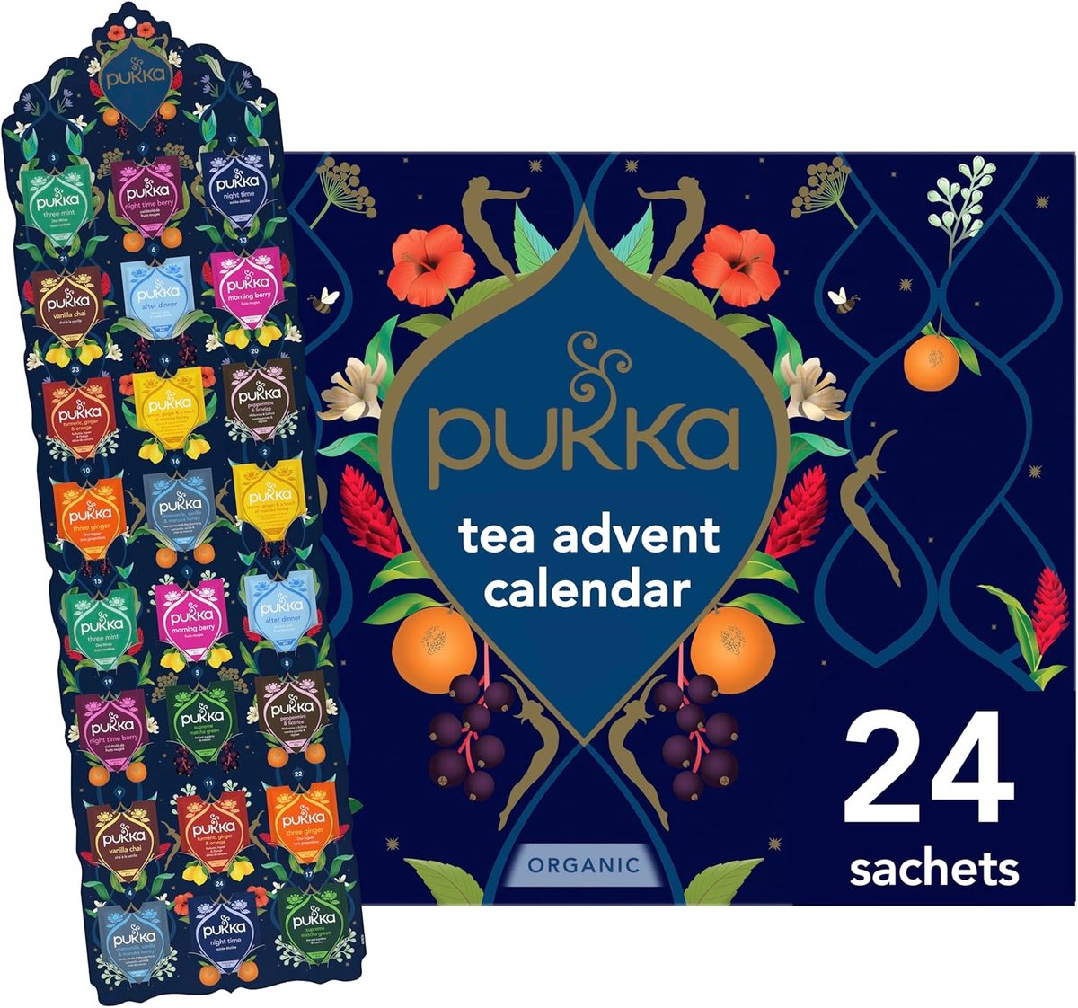 Pukka Tee-Adventskalender 2026 – Geschenkset 24 Teebeutel – Adventsteebox – Bio-Kräutertee-Sortiment – Tee-Geschenkbox