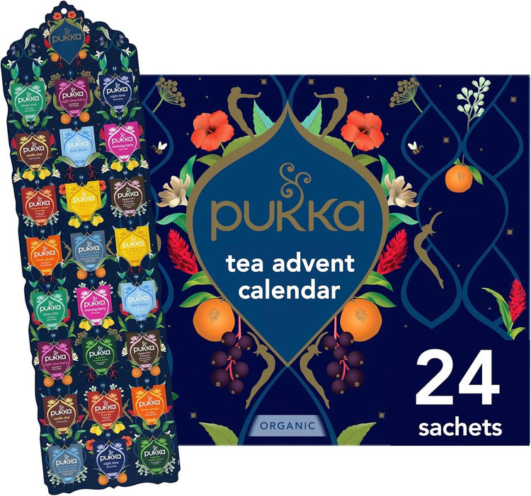Pukka Tee-Adventskalender 2026 – Geschenkset 24 Teebeutel – Adventsteebox – Bio-Kräutertee-Sortiment – Tee-Geschenkbox