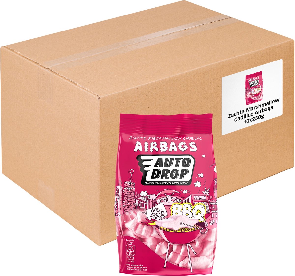 Autodrop – Süßigkeiten – weiche Marshmallow-Cadillac-Airbags – 10 Beutel – 250 Gramm