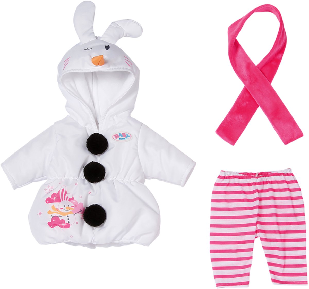 Baby Born Schneemann-Anzug mit Overall, Leggings und Schal für 43-cm-Puppen