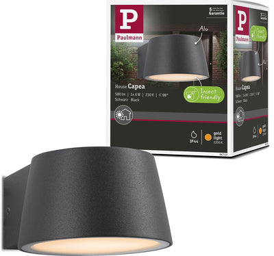 Paulmann Outdoor LED Wandleuchte Capea insektenfreundlich IP44 96x128 mm 2200k 6w 550lm 230v 98° Anthrazit Aluminium