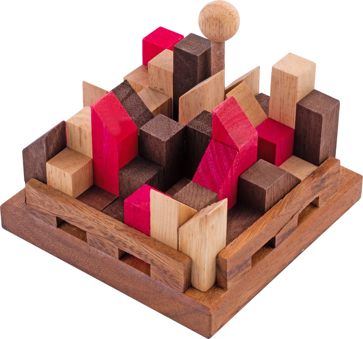 Longfield-Stadtpuzzle – Denksportaufgabe aus Holz – Akazienholz – 11 Teile – Burg-Puzzlespiel – Engelsherz