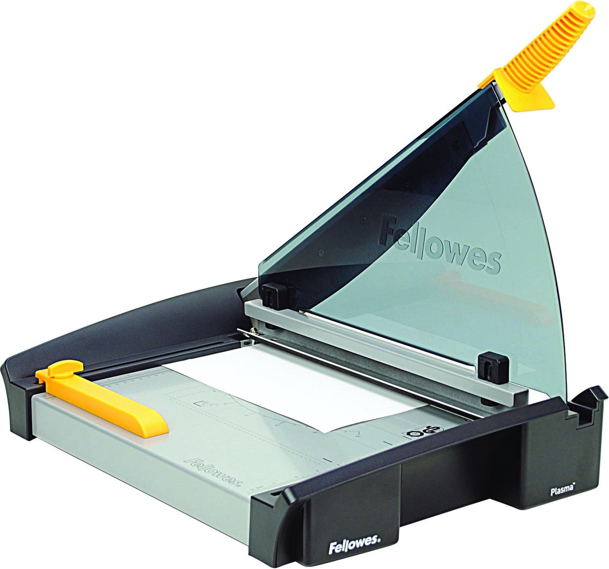 Die Papierschneidemaschine Guillotine Plasma A3 von Fellowes schneidet bis zu 40 Blatt