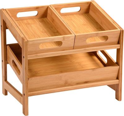 Kesper Küchenarbeitsplatten-Etagiere – 2 Ebenen – Bambus – Regal-Organizer – 39 x 26 x 35 cm – Obstschale – Gewürzregal – herausnehmbare Behälter