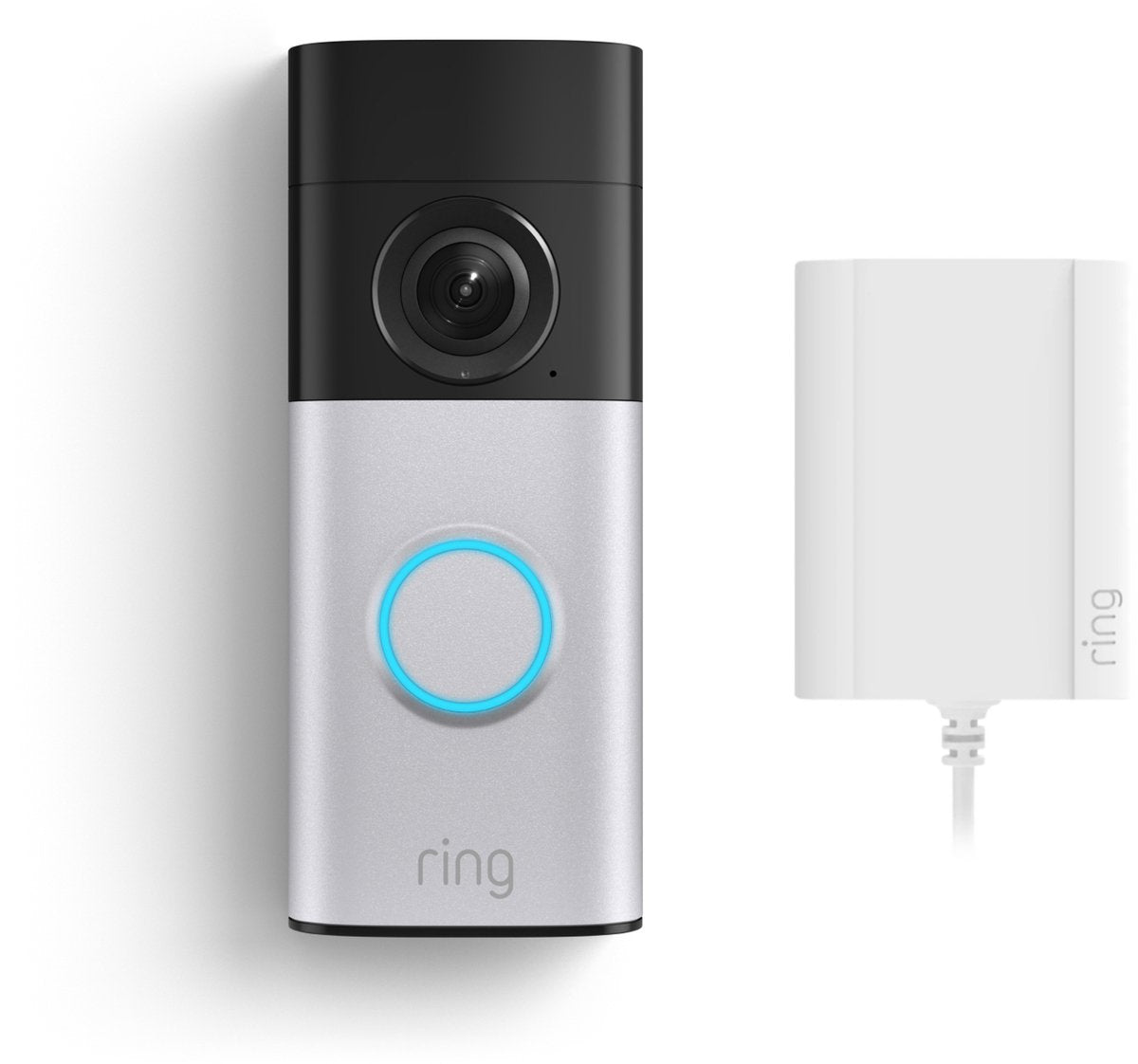 Ring Wired Video Doorbell Plus – Plug-in-Adapter – satiniertes Nickel – Retinal 2K