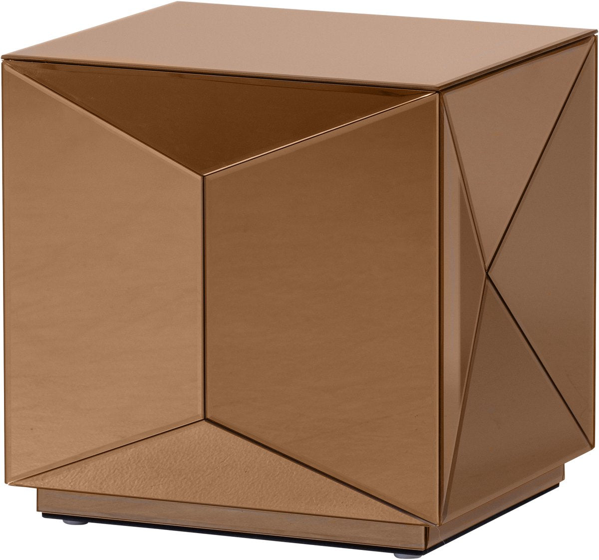 Woood Glintz Beistelltisch – Holzspiegelglas – Braun – 40x40x40