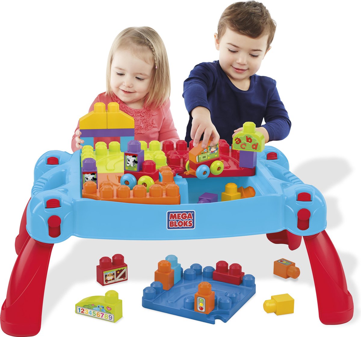 Mega Bloks First Builders Spiel- und Lerntisch – Konstruktionsspielzeug für 1–5 Jahre