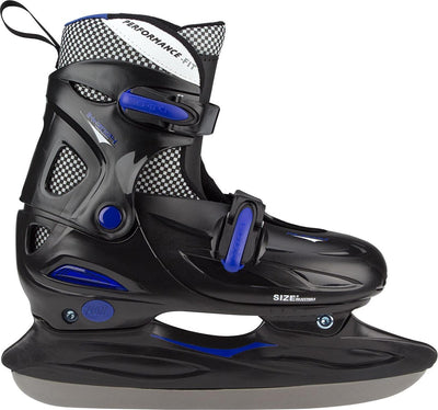 Nijdam Kinder-Schlittschuhe verstellbar – Eishockey-Schlittschuhe – Schwarz Blau – Größe 27–30