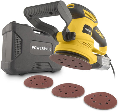Powerplus elektrischer Exzenterschleifer powx04710 – 450 W, Schleifpapier ᴓ125 mm – 26000 min-1, mit 6 Zubehörteilen. und Aufbewahrungskoffer