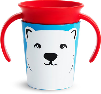 Munchkin Miracle 360 Trinkbecher – Wildlove Trainerbecher – auslaufsicherer 360°-Becher – Übungsbecher für Baby und Kind – 177 ml – Eisbären-Edition