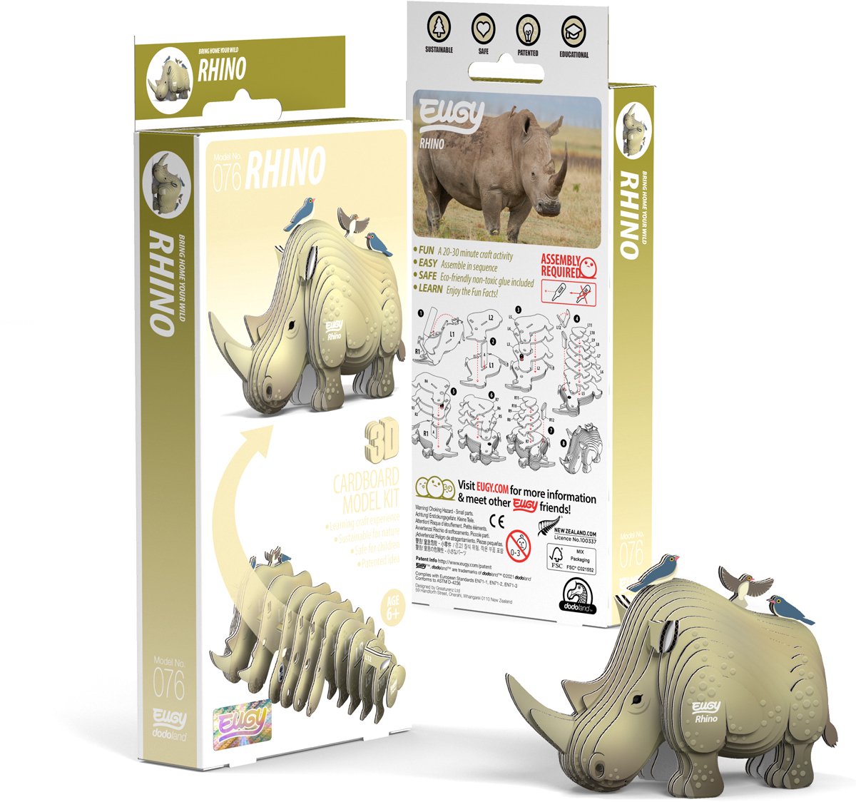 Eugy 3D-Puzzle – Nashorn – Wildtiere – nachhaltig – alle sammeln – 6 Jahre