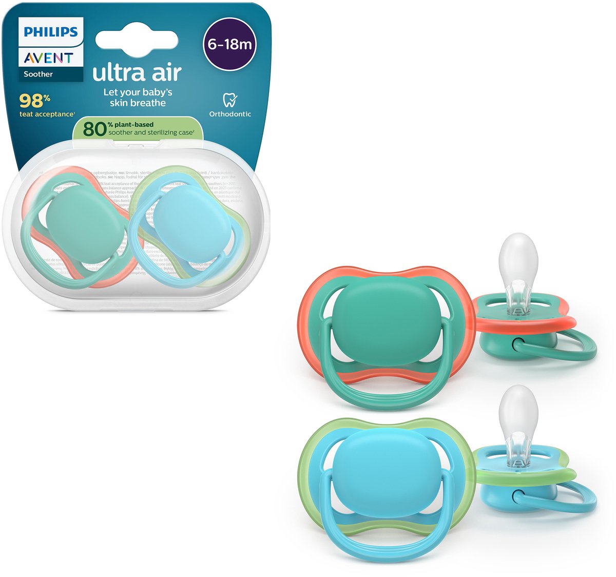 Philips Avent Ultra Air – atmungsaktiver und leichter Schnuller (6–18 Monate) – 2 Stück – scf087 10