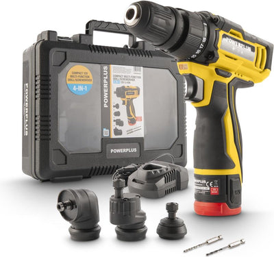 Powerplus kompakter 4-in-1-Multifunktionsschraubendreher 12V powxbox001 – inkl. Batterie 12 V und 2,0 Ah Ladegerät