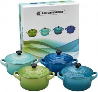 Le Creuset – Mini-Pfannen aus Steingut, 10 cm – Set mit 4 Stück – Meerestöne