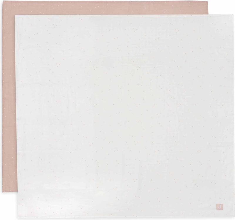 Jollein – hydrophiles Tuch groß 115 x 115 cm – Wickeltuch – weiche Baumwolle – 2 Stück – funkelndes Wildrosa