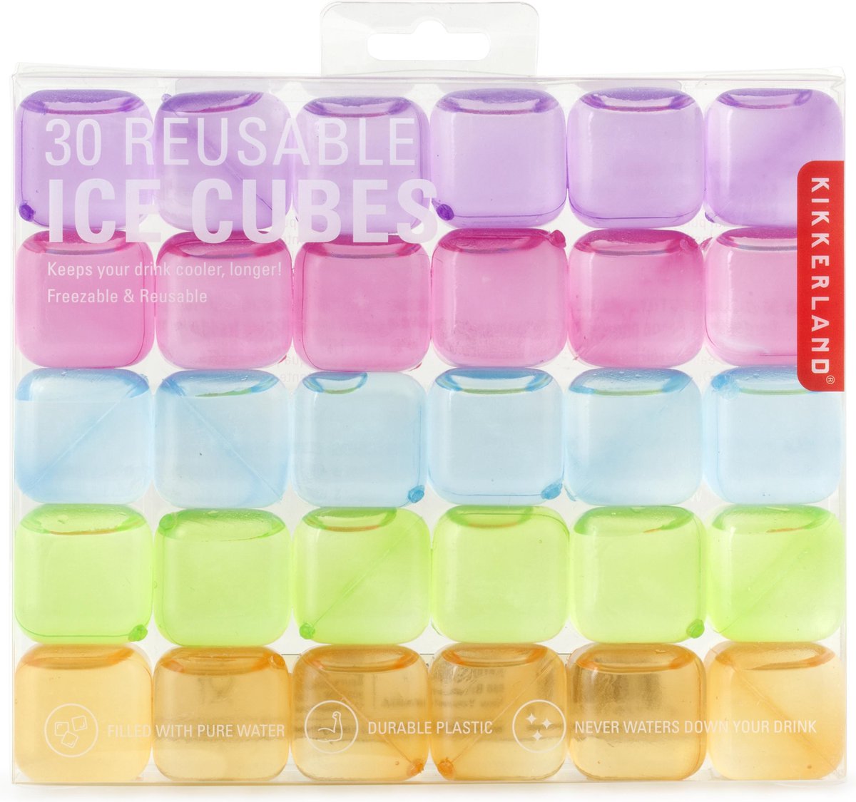Kooduu Frogland wiederverwendbare Eiswürfel – 30er-Set – Eiswürfelform – Farbe – Sommer – Cocktails