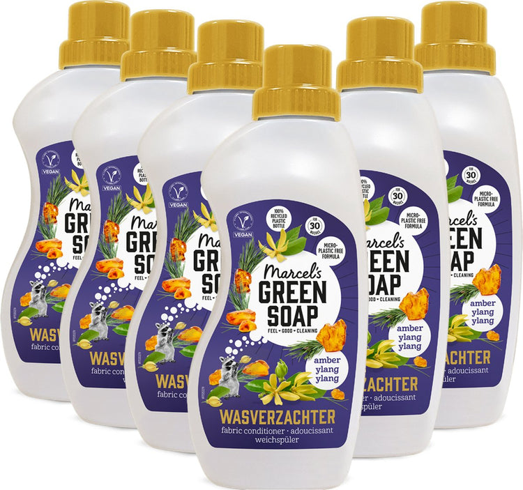 Marcel's grüner Seifen-Weichspüler – Amber Ylang Ylang – 6 x 750 ml – 180 Wäschen