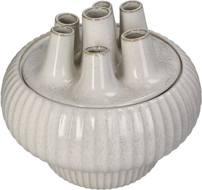 Hd Collection Vase aus Steinzeug, weiß, 29 x 29 x 25,5 cm