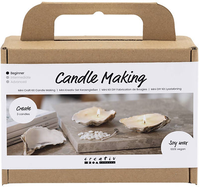 Creativ Company Mini-Hobby-Set zur Kerzenherstellung, Sojakerzen in Austernschalen, gebrochenes Weiß, 1 Box