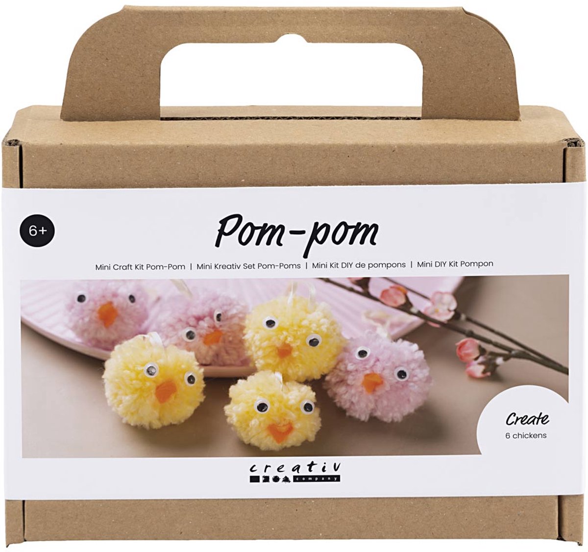 Creativ Company Mini-Hobby-Set Pompon, Küken, verschiedene Farben, 1 Box