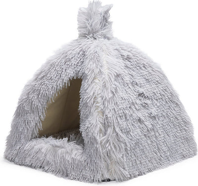 Beeztees Kätzchenhöhle Cosmo – Katzenkorb – Plüsch – Grau – 40 x 40 x 40 cm