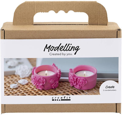 Creativ Company Mini-Hobby-Set Bildhauerei, Teelichthalter, rosa, 1 Box
