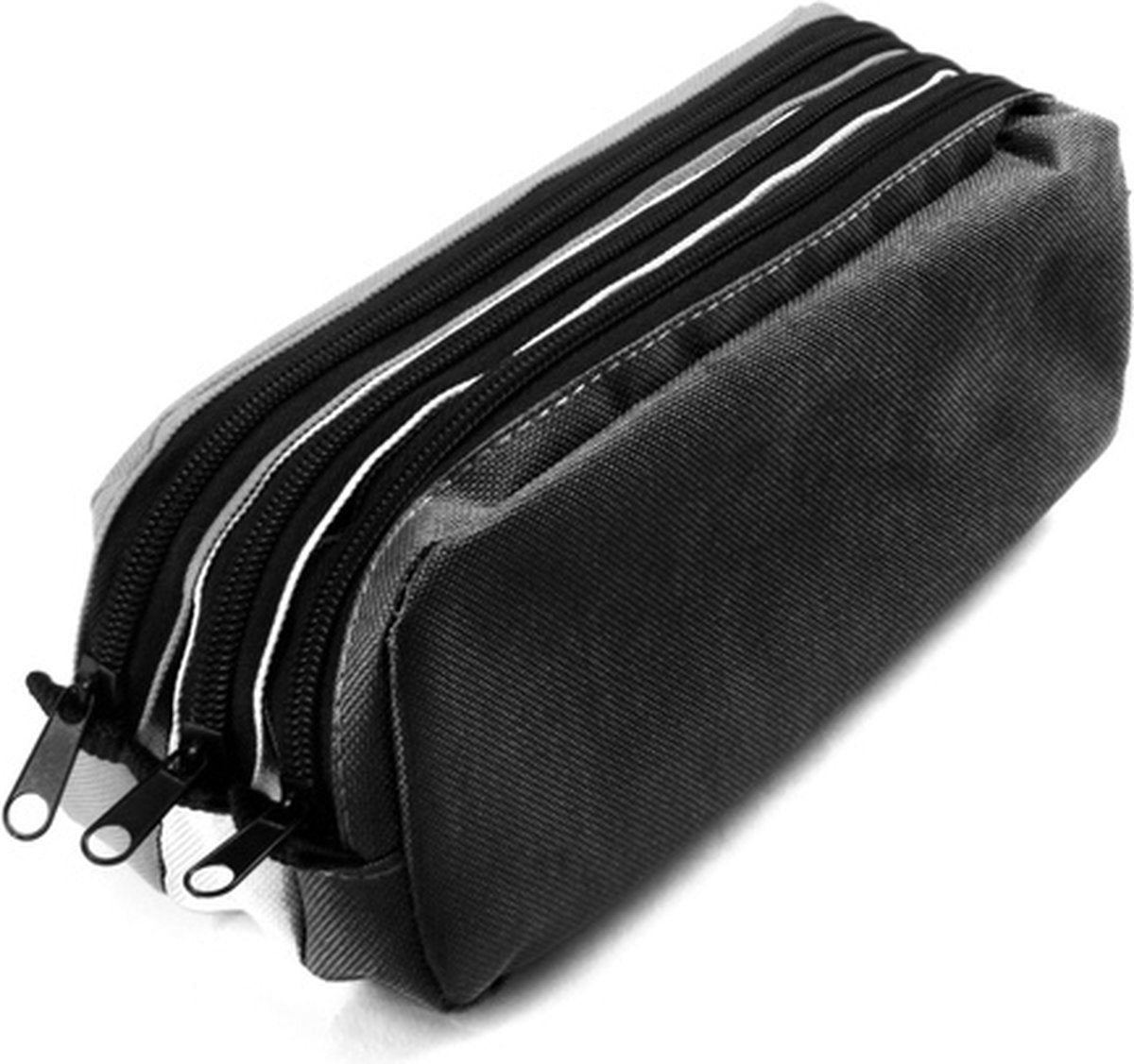 Kangaro-Stiftetui – rechteckig – 3 Fächer – 25 x 9 x 11 cm – schwarz weiß grau – k-56401