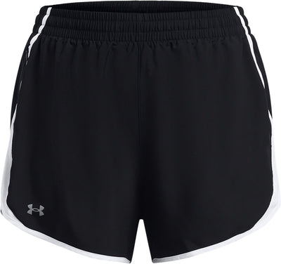 Under Armour ua Fly by 3'' Shorts – Blk Damen-Sporthose – Schwarz – Weiß – reflektierend