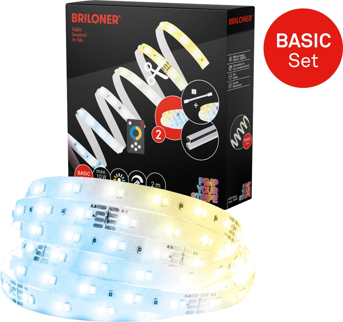 Briloner Pimp Your Stripe Starterset LED-Streifen 2m, CCT, Fernbedienung