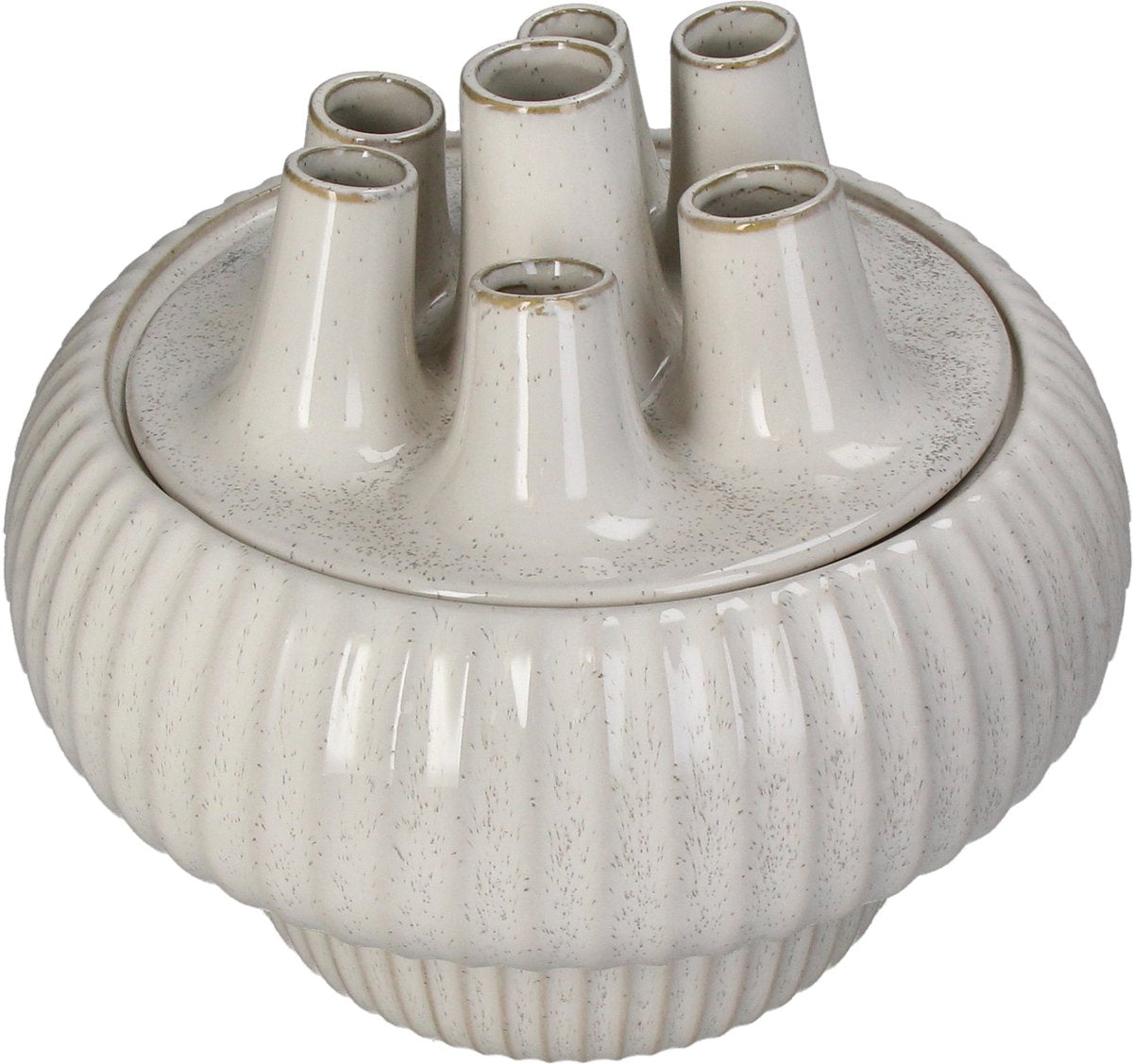 Hd Collection Vase aus Steinzeug, weiß, 29 x 29 x 25,5 cm