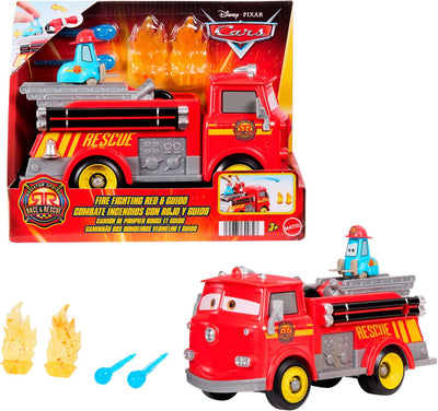 Mattel Disney und Pixar Cars Radiator Springs Racing and Rescue – Feuerwehr – Spielset Rot und Guido