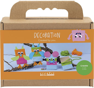 Creativ Company Mini-Hobby-Set Dekoration, Mäuse und Eulen, verschiedene Farben, 1 Box