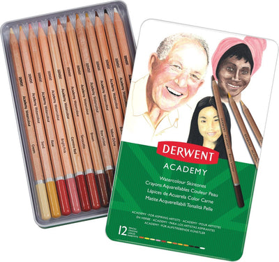 Derwent Academy Aquarellstifte, hochwertige Hauttöne – Set mit 12 Hauttönen-Buntstiften in einer Dose