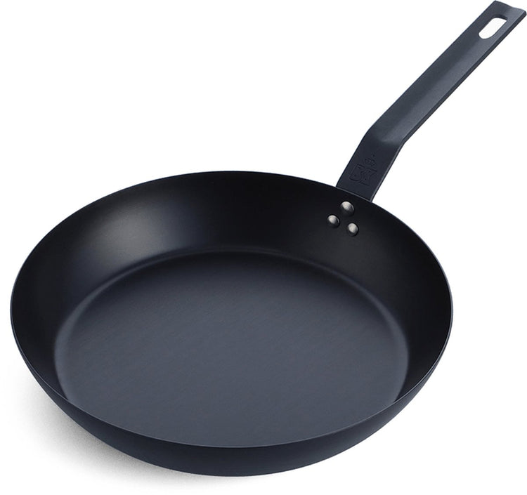 BK-Grillpfanne aus massivem Stahl, 28 cm – Stahlblech – Kohlenstoffstahl – Griff aus Gusseisen – ofengeeignet bis 230 °C – Grill – Handwäsche – Grillset
