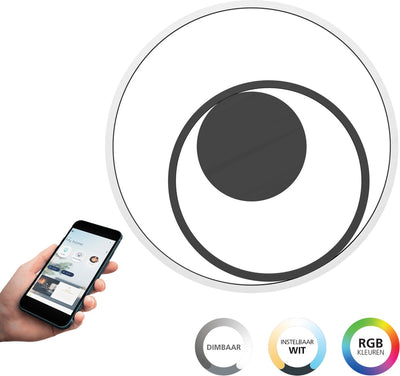 Eglo connect.z calagrano-z Deckenleuchte - ø 45 cm - schwarz|weiß - einstellbares RGB-Weißlicht - dimmbar - Zigbee