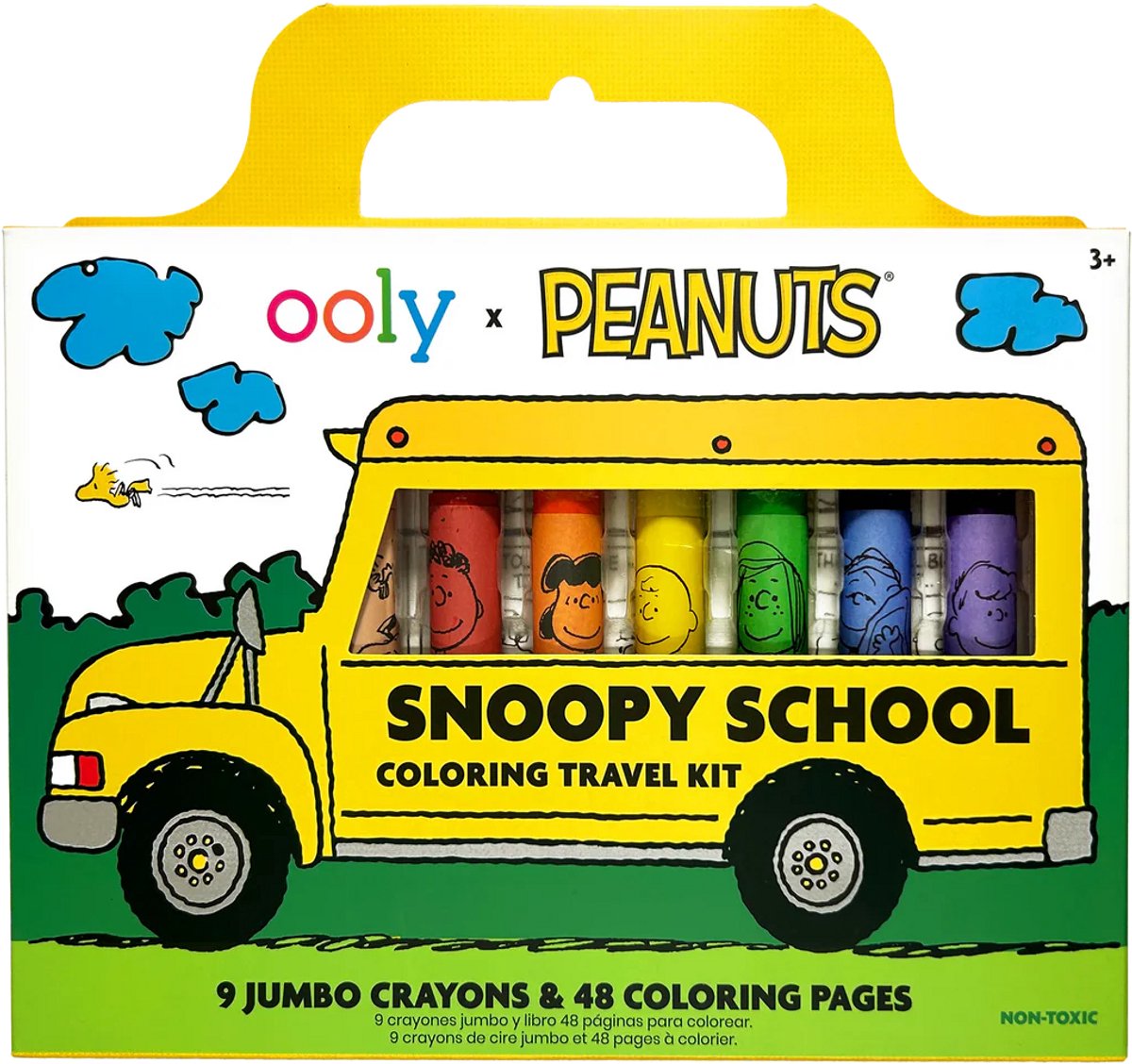 Ooly – x Peanuts – Snoopy-Reisepaket – 9 Buntstifte mit 48 Seiten