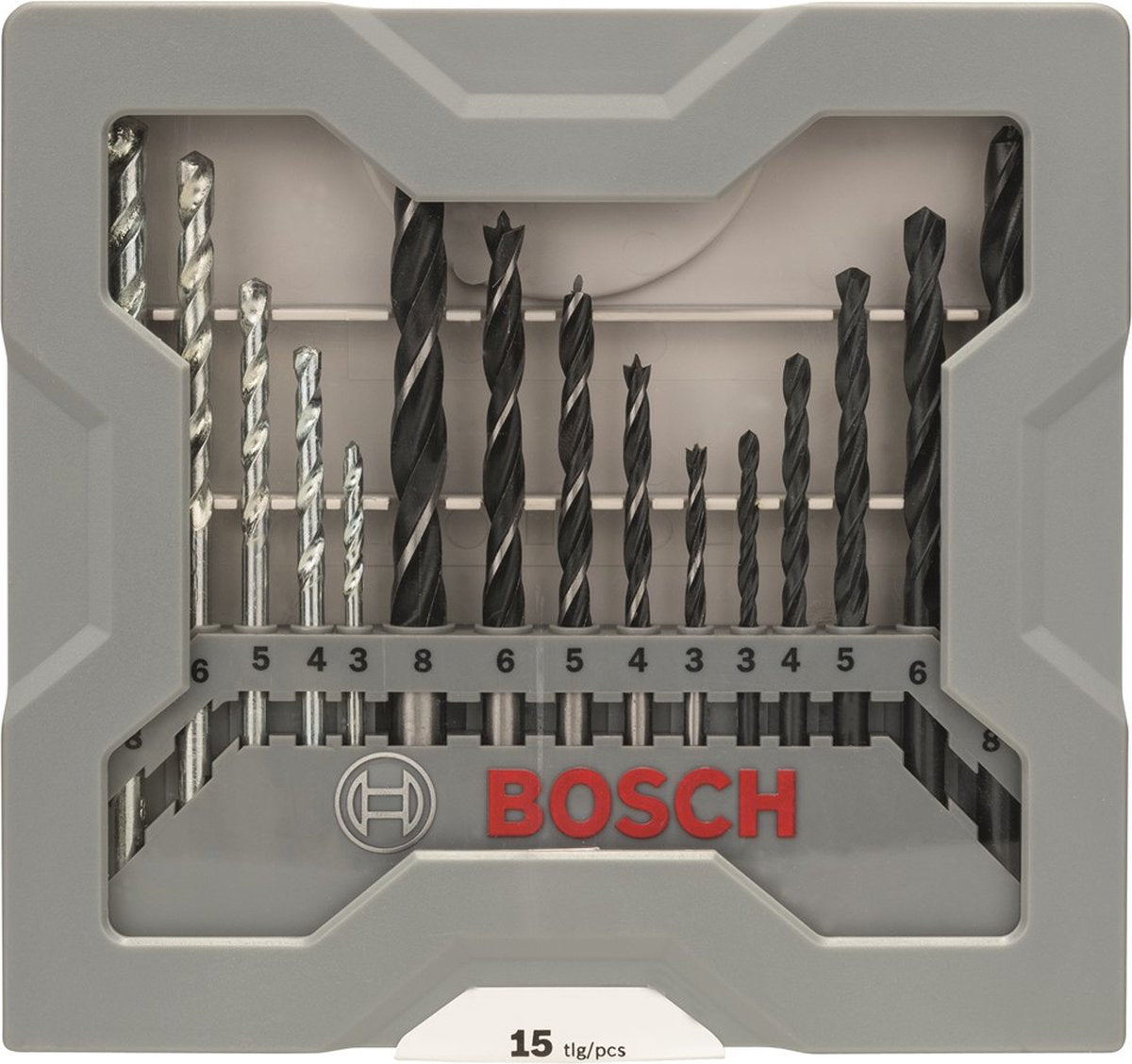 Bosch Bohrerset - 15-teilig bestehend aus 5 Metallbohrern, 5 Steinbohrern und 5 Holzbohrern
