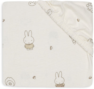 Jollein Spannbettlaken für Kinderbett – 40 50 x 80 90 cm – Jersey – Miffy Family Farm