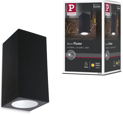 Paulmann LED Wandleuchte Flame IP44 eckig 58x128 mm 3000k 2x3,5w 2x260lm 230v 75° Anthrazit Aluminium