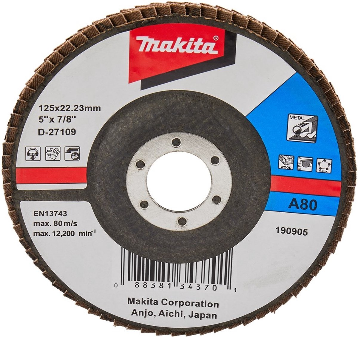 Makita Zubehör Lamellenschleifscheibe 125 mm A80 – D-27109 D-27109