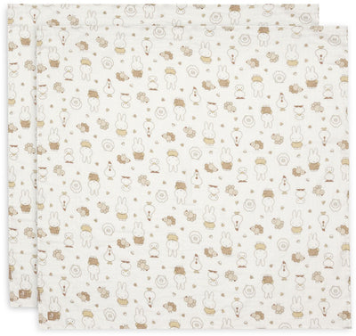 Jollein hydrophiles Tuch groß – 115 x 115 cm – Miffy Family Farm – 2 Stück