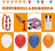 WM-Partypaket 3 orangefarbenes WM-Dekorationspaket – Luftballons, Luftschlangen, Hawaii-Kränze, Horn