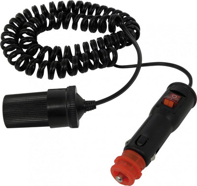 Carpoint-Verlängerungskabel 12 24 V – 2,5 Meter Spiralkabel – mit Schalter – 5 A 54 W – Universal 21 mm 12 mm – mit Sicherung