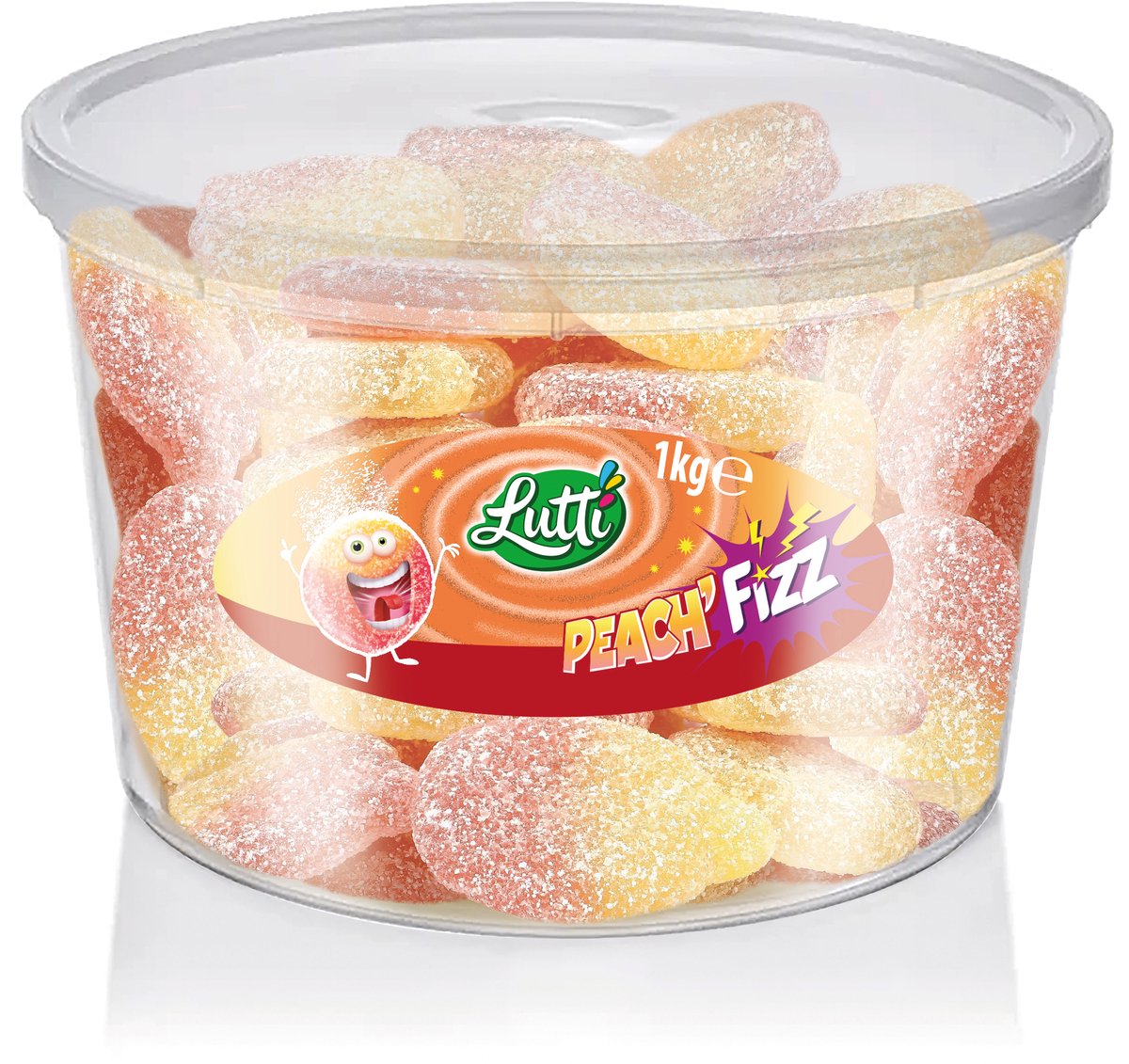 Lutti - Peach'fizz - saure Süßigkeiten - Pfirsichgeschmack - Silo - 1 kg