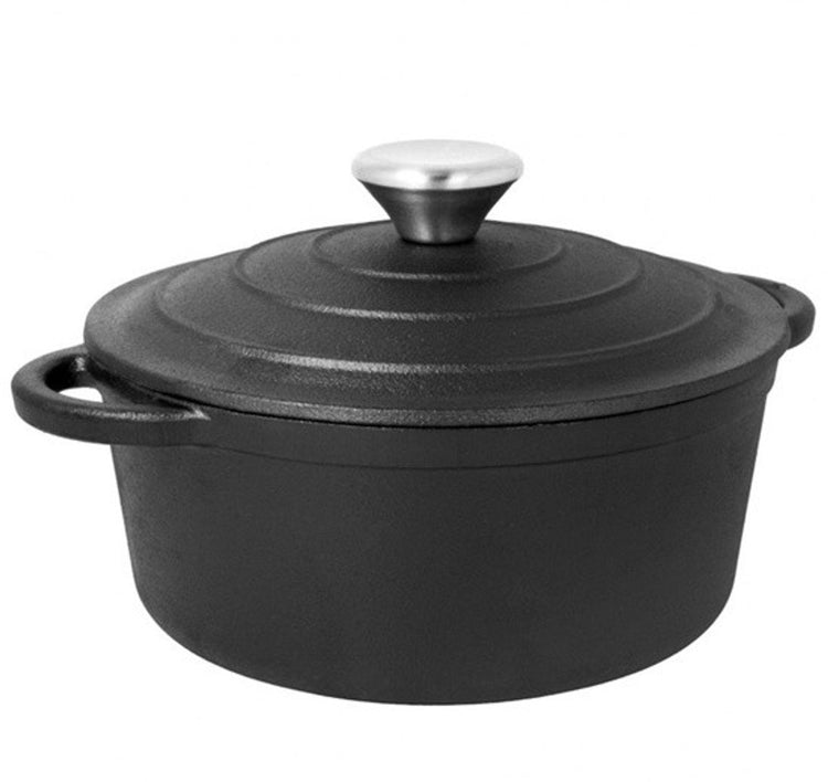 Brunbeste Schmortopf aus Gusseisen – 5,9 l – 28 cm – Kochtopf mit Deckel – Schwarz
