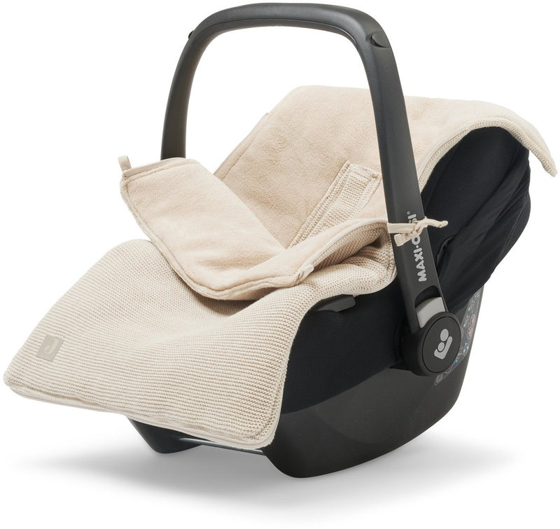 Jollein – Fußsack für Autositz-Kinderwagen (Nougat) – Grundstrick – Baumwolle – Polyester – Fußsack Maxi Cosi, Kinderwagen oder Autositz – 42 x 82 cm